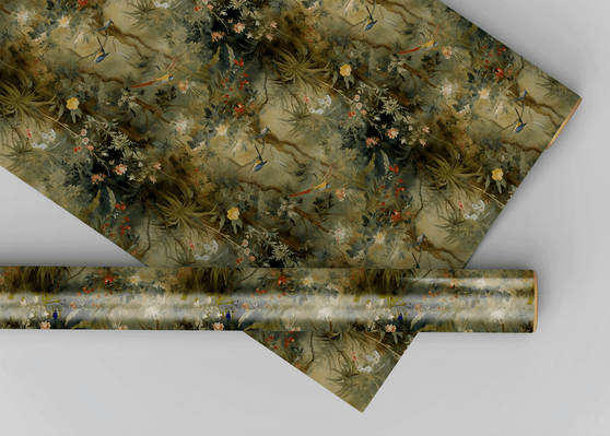 Mughal Jungle Dollhouse Miniature Wallpaper - All Scales Available - Self Adhesive And Fabrics - Miniature