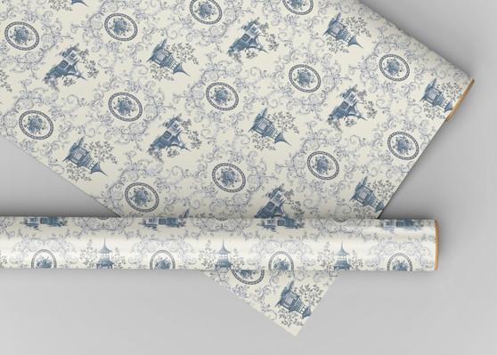 Township - Dollhouse Miniature Wallpaper - All Scales Available - Papers, Self Adhesive And Fabrics