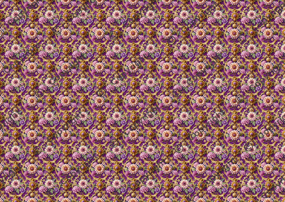 Floral Baroque Dollhouse Miniature Wallpaper - All Scales Available - Self Adhesive And Fabrics - Miniature