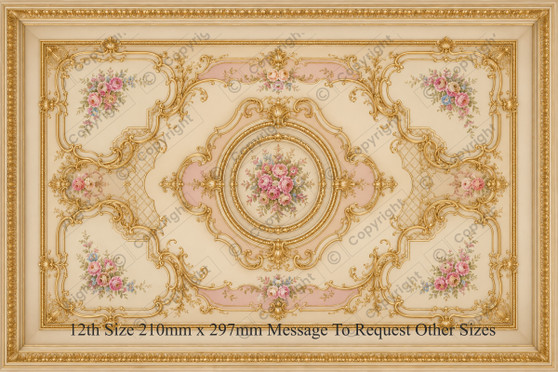 Rococo Palace Ceiling Design - Dollhouse Wallpaper - Sizes For All Scales Available - Miniature Ceiling Paper - Dollhouse Ceiling