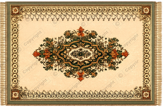 Tudor Panel Rug Dollhouse Rug - Sizes For All Scales Available - Custom Sizes Available - Miniature Rugs - Dollhouse Rugs - Rugs