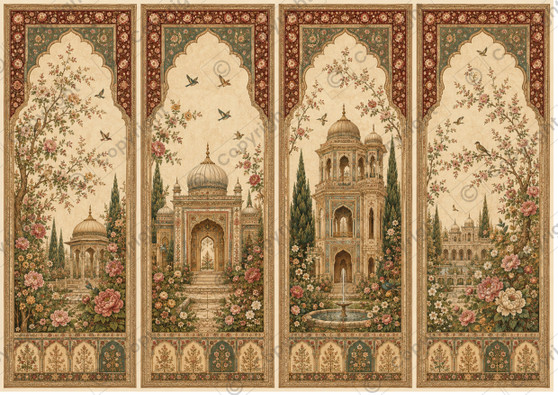 The Manor House Collection Wallpanel - Dollhouse Miniature Wallpaper - All Scales Available - Papers, Self Adhesive And Fabrics