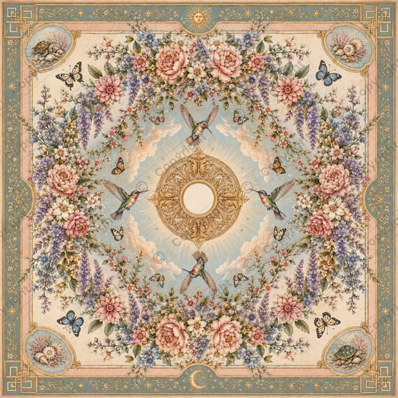 Summer Skies Ceiling - Dollhouse Wallpaper - Sizes For All Scales Available - Miniature Ceiling Paper - Dollhouse Ceiling