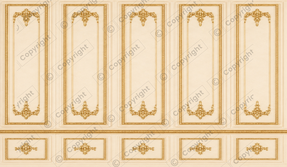 The Gilded Riviera Panel With Border - Dollhouse Miniature Wallpaper - All Scales Available - Papers, Self Adhesive And Fabrics
