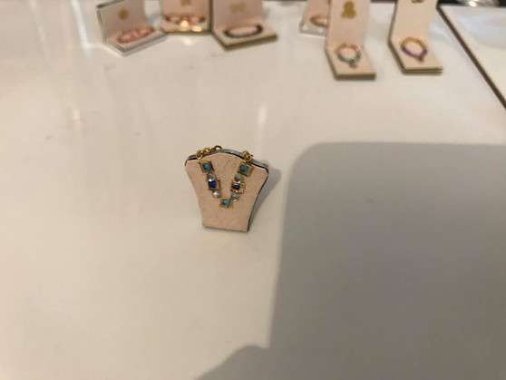 Jewellery Display 4 - Single  - Gold & Blue Stones - 1:12 scale miniature