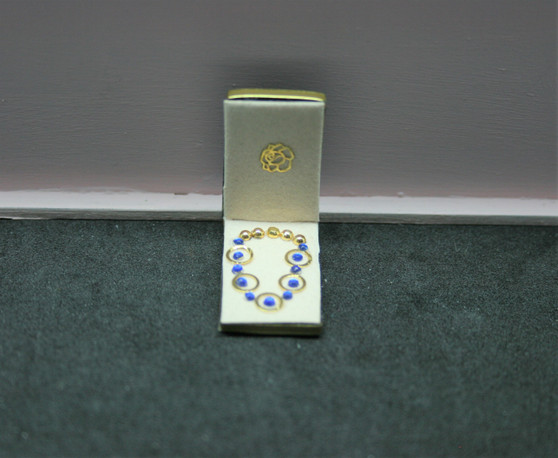 Necklace Display 17 - Single  - Gold & Blue Dimond -  1:12 scale miniature