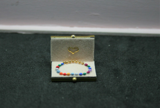 Necklace Display 20 - Single  - Gold & Multy Colour Stones -  1:12 scale miniature