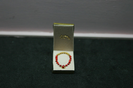 Necklace Display 29 - Single  - Gold & Red Ruby -  1:12 scale miniature