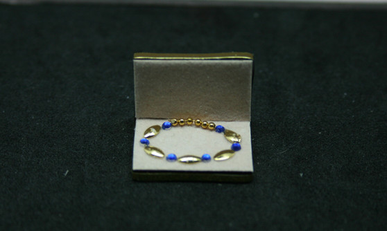 Necklace Display 31 - Single  - Gold & Blue Stones -  1:12 scale miniature