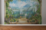 Annes Garden Mural Dollhouse Miniature Wallpaper - All Scales Available - Paper, Self Adhesive or Fabric - Miniature Paper
