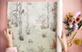 Woodland Family Mural Luxury Dollhouse Wallpaper - Dollhouse Miniature - 6th to 144th Scale - Miniature Flooring