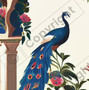 Peacock Pergola Luxury Dollhouse Miniature Wallpaper - All Scales Available - Self Adhesive And Fabrics - Miniature