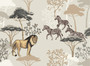 Lion Pride - Dollhouse Miniature Wallpaper - All Scales Available - Papers, Self Adhesive And Fabrics