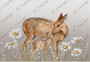 Mother Deer Mural Mural Dollhouse Miniature Wallpaper - All Scales Available - Paper, Self Adhesive or Fabric - Miniature Paper