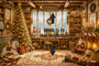 Santas Home Dollhouse Miniature Wallpaper - All Scales Available - Self Adhesive And Fabrics - Miniature