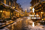 Christmas In the Village Dollhouse Miniature Wallpaper - All Scales Available - Self Adhesive And Fabrics - Miniature