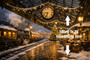 Christmas Train Village Dollhouse Miniature Wallpaper - All Scales Available - Self Adhesive And Fabrics - Miniature