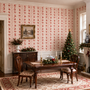 Christmas Ribbons Dollhouse Miniature Wallpaper - All Scales Available - Self Adhesive And Fabrics - Miniature