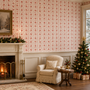 Christmas Ribbons Dollhouse Miniature Wallpaper - All Scales Available - Self Adhesive And Fabrics - Miniature