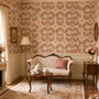 Rosebush Birds Dollhouse Miniature Wallpaper - All Scales Available - Self Adhesive And Fabrics - Miniature