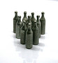 Metal Round Long Bottle - Set of 10  -  White Metal - 1:12 scale miniature