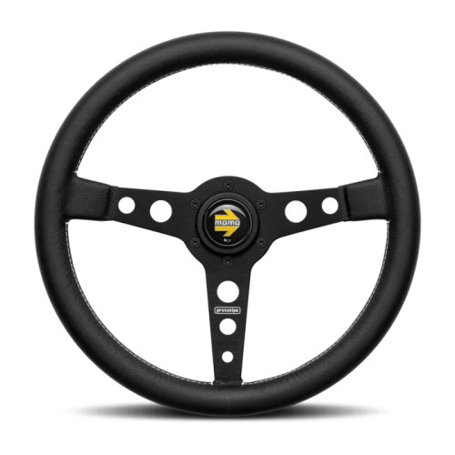 Prototipo Steering Wheel 350 mm - Black Leather/White Stitch/Black Spokes Prototipo Steering Wheel 350 mm - Black Leather/White Stitch/Black Spokes