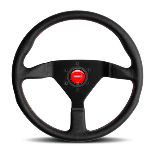 Montecarlo Steering Wheel 350 mm - Black Leather/Red Stitch/Black Spokes Montecarlo Steering Wheel 350 mm - Black Leather/Red Stitch/Black Spokes
