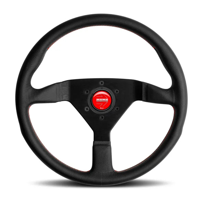 MOMO Montecarlo Steering Wheel 350 mm - Black Leather/Red Stitch