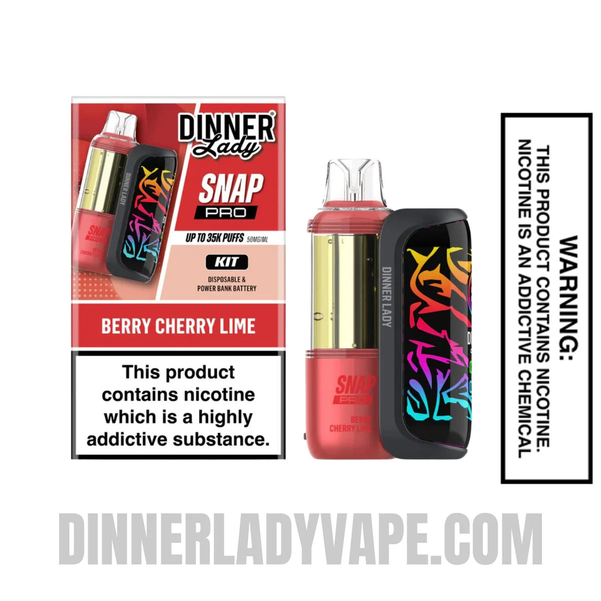 Berry Cherry Lime Dinner Lady Snap Pro 35K Disposable Vape Kit With Package Box