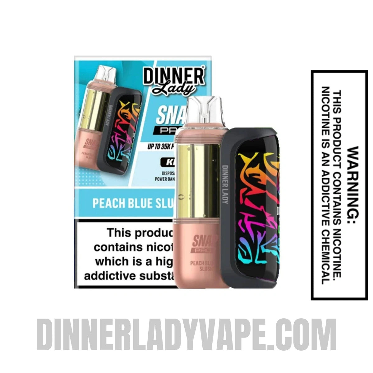 Peach Blue Slushy Dinner Lady Snap Pro 35K Disposable Vape Kit With Package Box