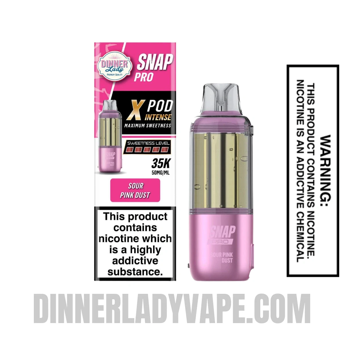 Sour Pink Dust Dinner Lady Snap Pro Intense 35K Pre-filled Replacement Pod With Package Box