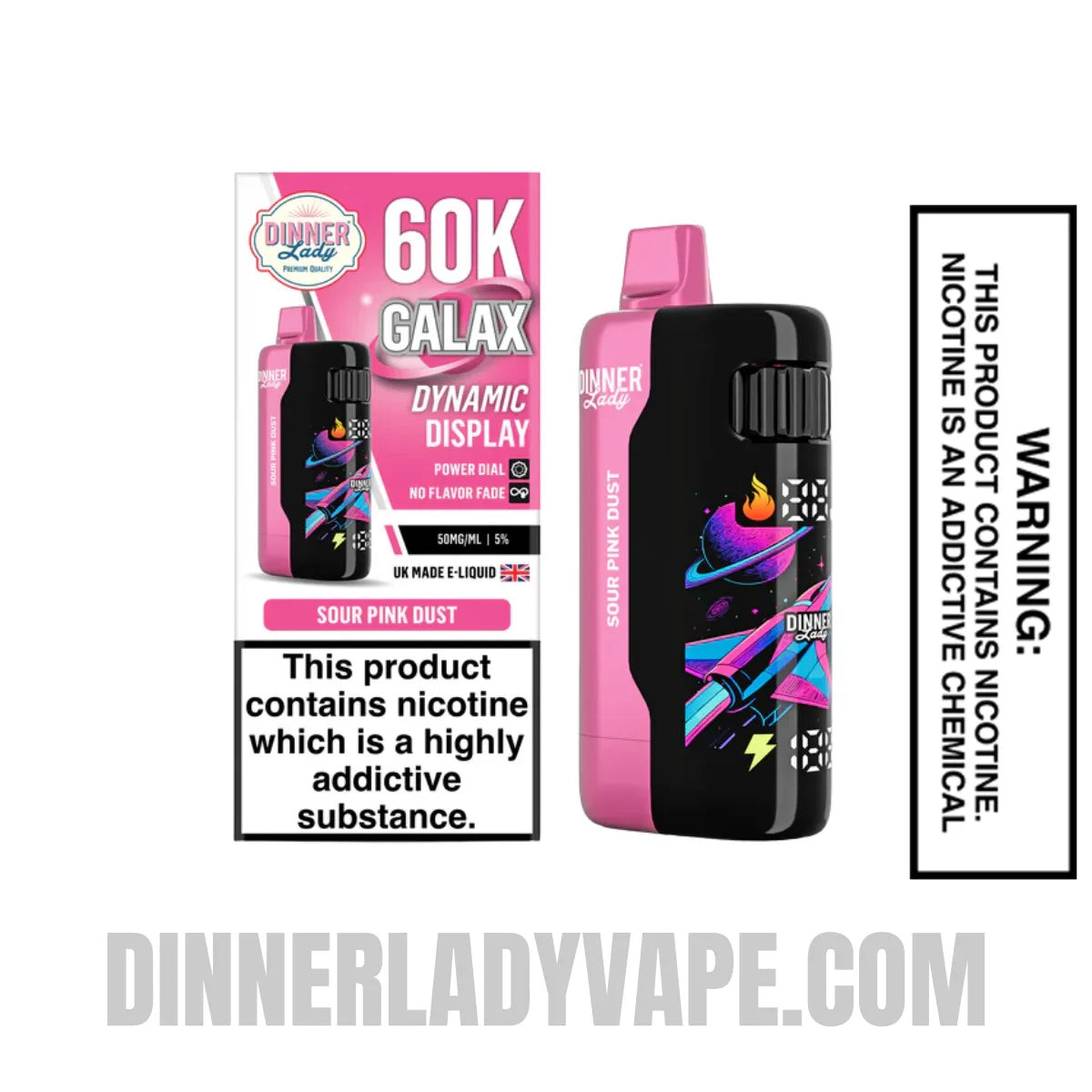Sour Pink Dust Dinner Lady Galax 60K Disposable Vape With Package Box
