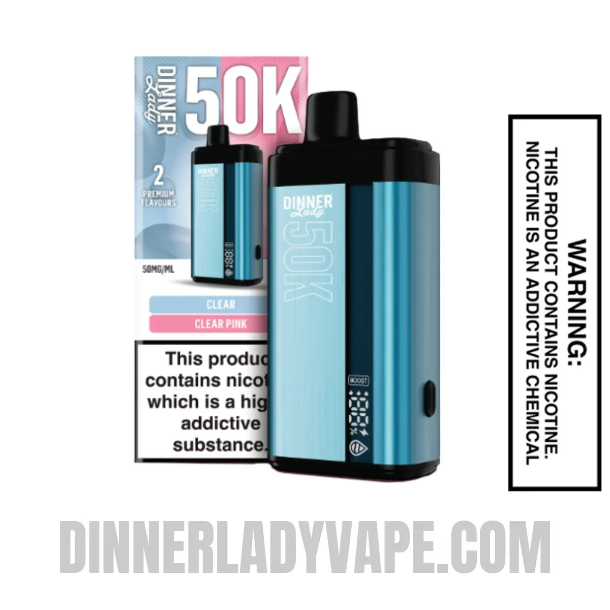 Clear X Clear Pink Dinner Lady 50K Disposable Vape With Package Box