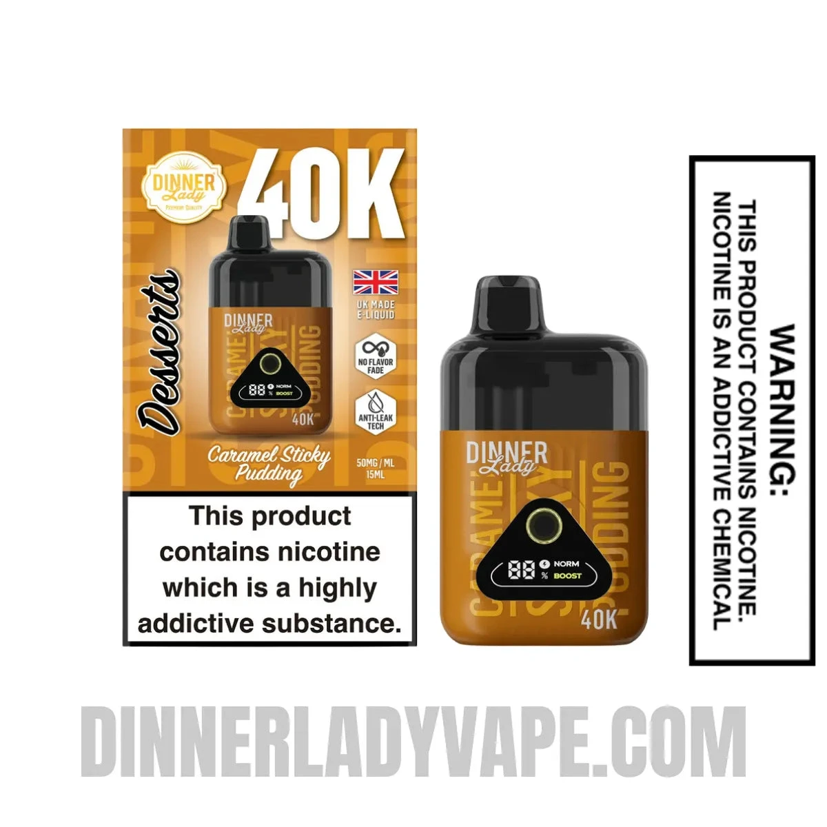 Caramel Sticky Pudding Dinner Lady Desserts 40K Disposable Vape With Package Box