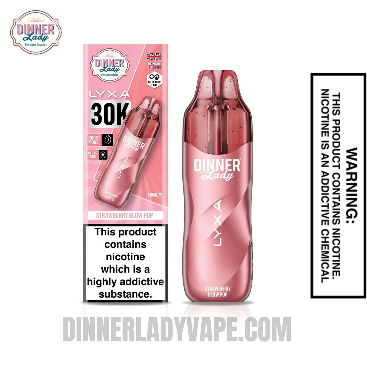 Strawberry Blow Pop Dinner Lady LYXA 30K Disposable Vape With Package Box