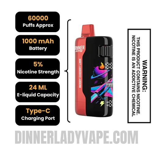 Berry Cherry Lime Dinner Lady Galax 60K Disposable Vape Specifications