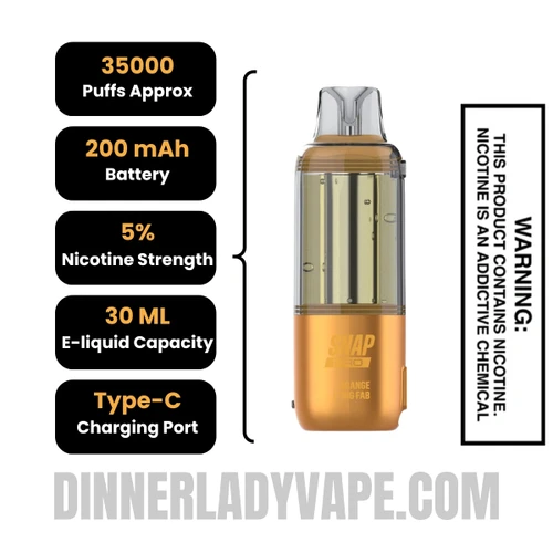 Orange F*king Fab Dinner Lady Snap Pro Intense 35K Pre-filled Replacement Pod Specifications