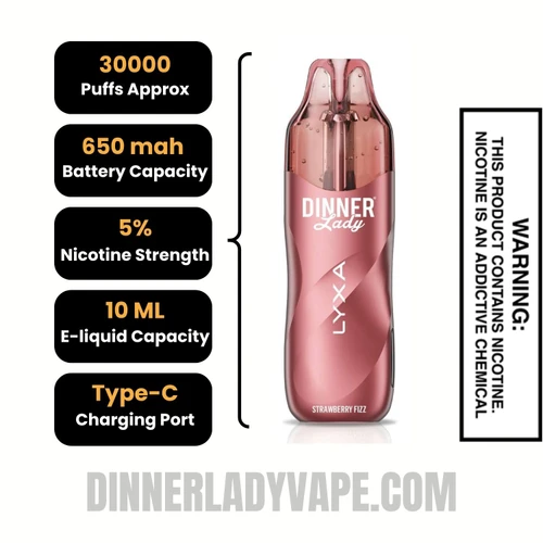 Strawberry Fizz Dinner Lady LYXA 30K Disposable Vape Specifications
