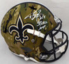 Drew Brees Autographed New Orleans Saints Camo Full Size Replica Speed Helmet "SB XLIV MVP" Beckett BAS