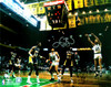 Larry Bird Signed Boston Celtics 3-Pt Shot vs Lakers Action 16x20 Photo - Larry Bird Authenticated