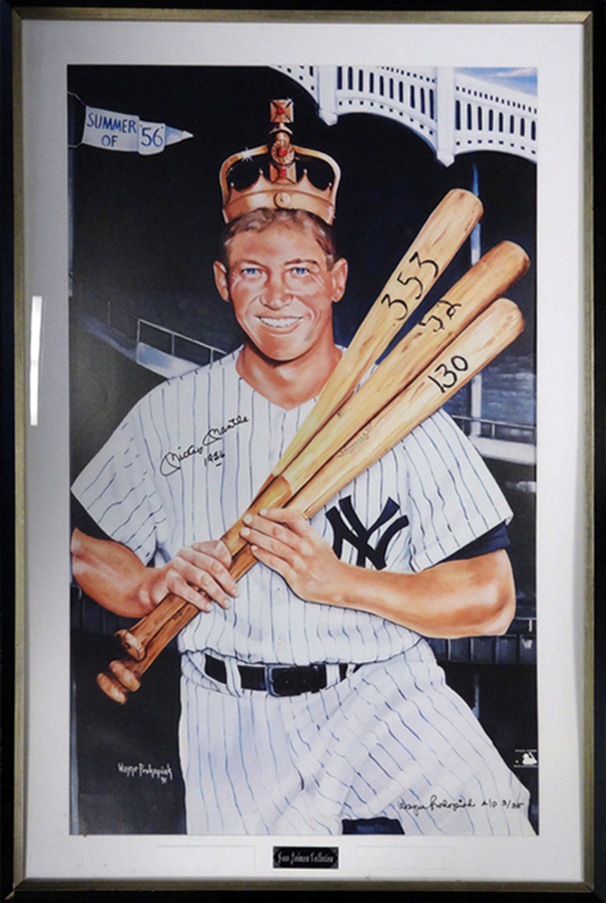 Mickey Mantle Autographed Framed 28x41 Poster Photo 1956 PSA/DNA #K43076