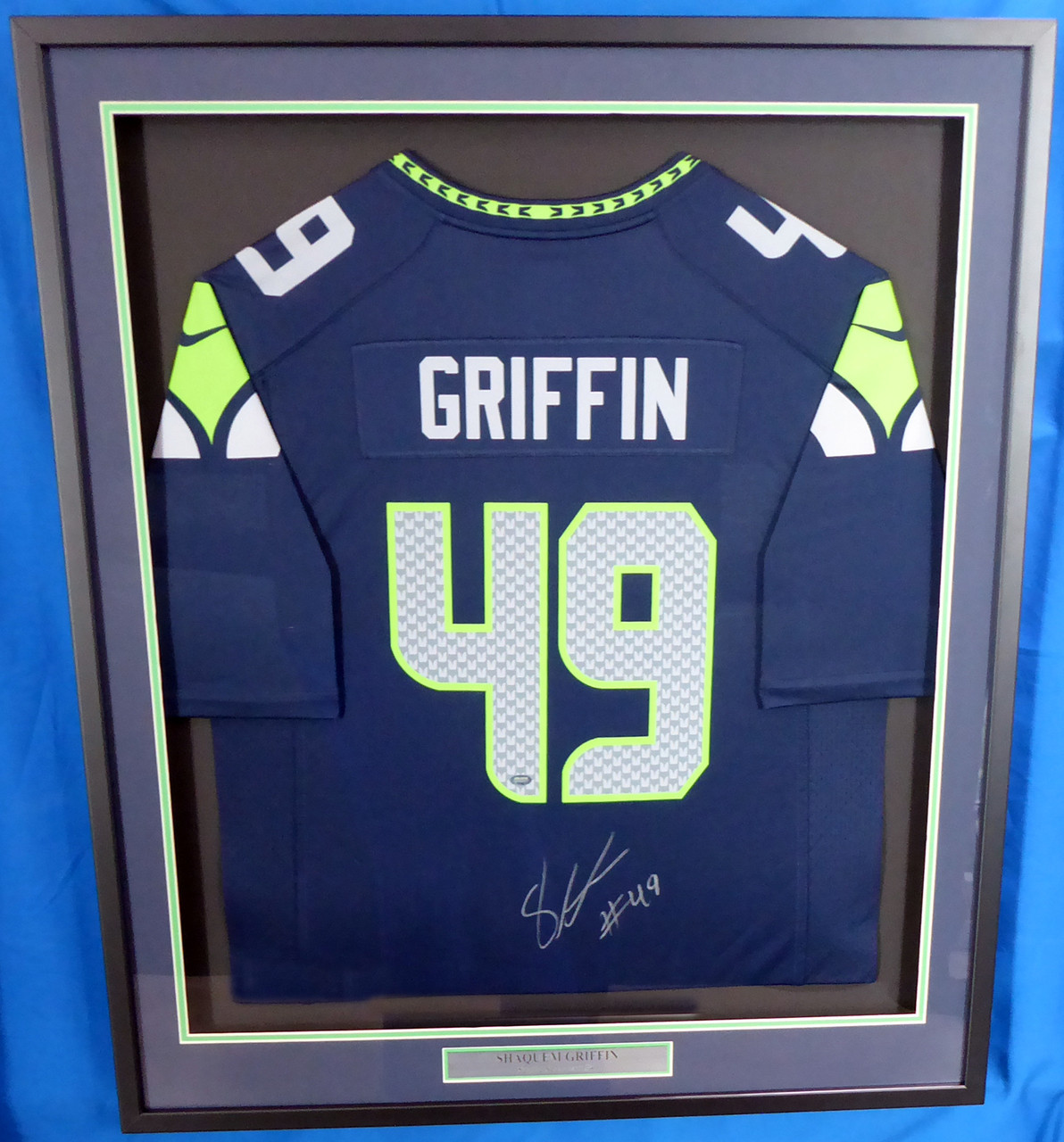 Seattle Seahawks Shaquem Griffin Autographed Framed Blue Nike Jersey MCS  Holo #75750