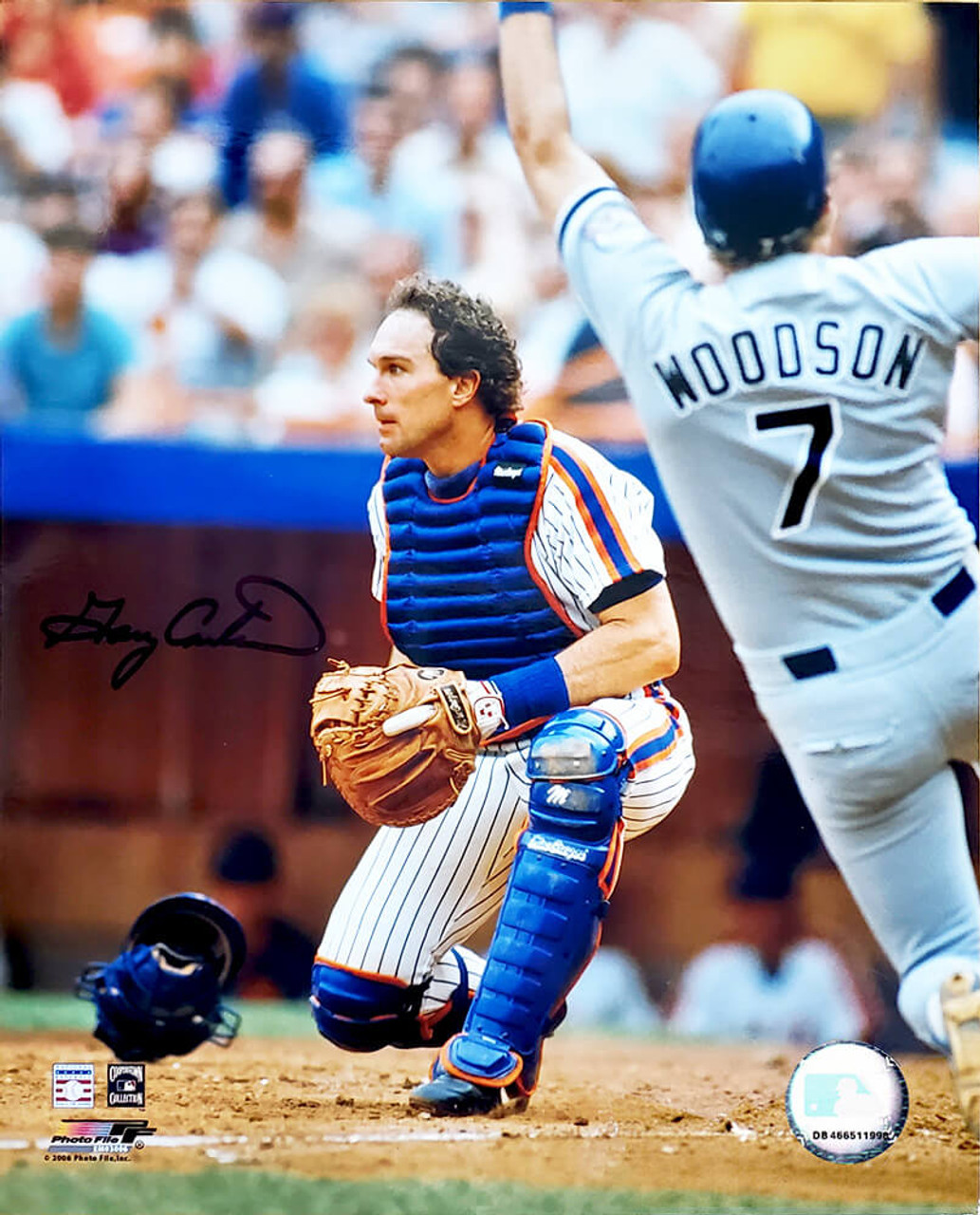 Ray Knight Signed New York Mets 1986 World Series Batting Action 16x20  Photo w/1986 World