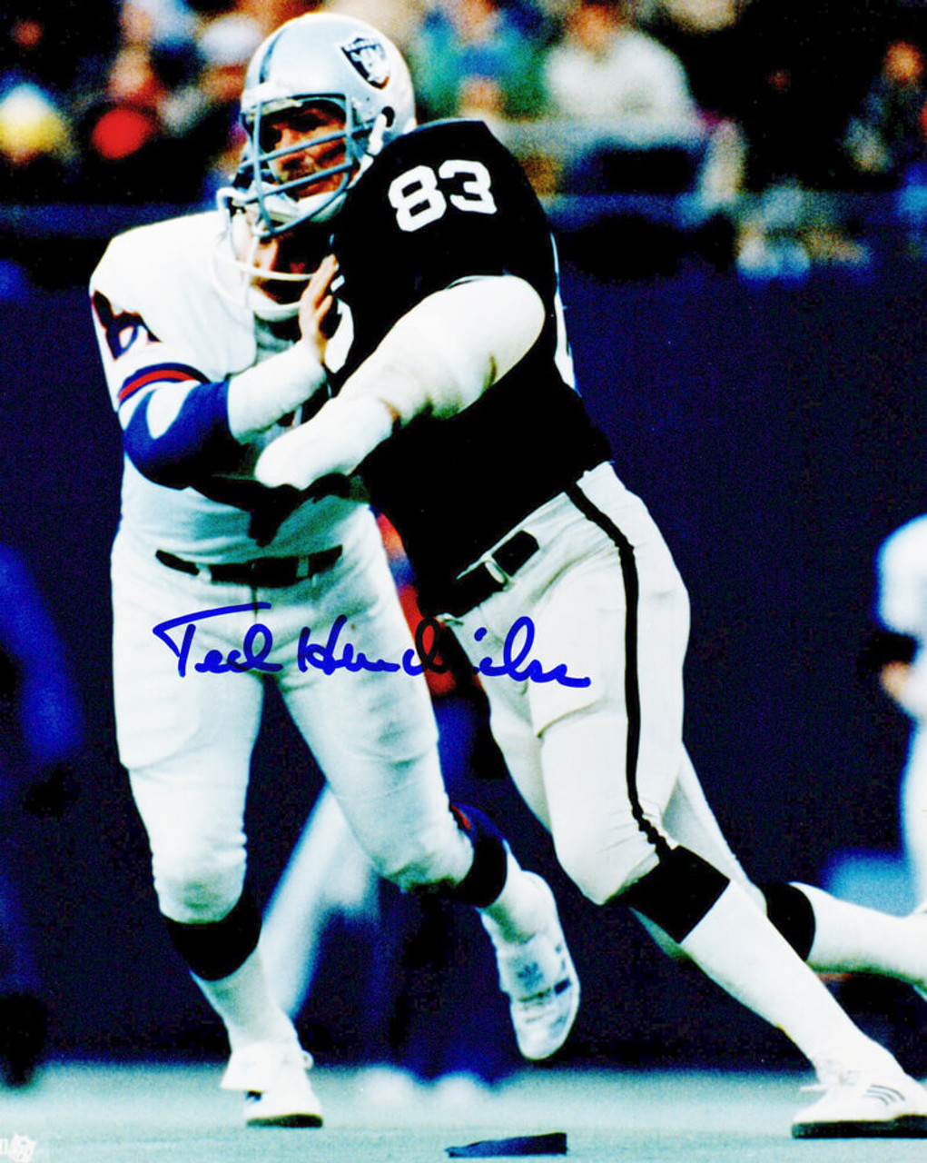 Ted Hendricks Signed Raiders Action 8x10 Photo - Schwartz Authentic