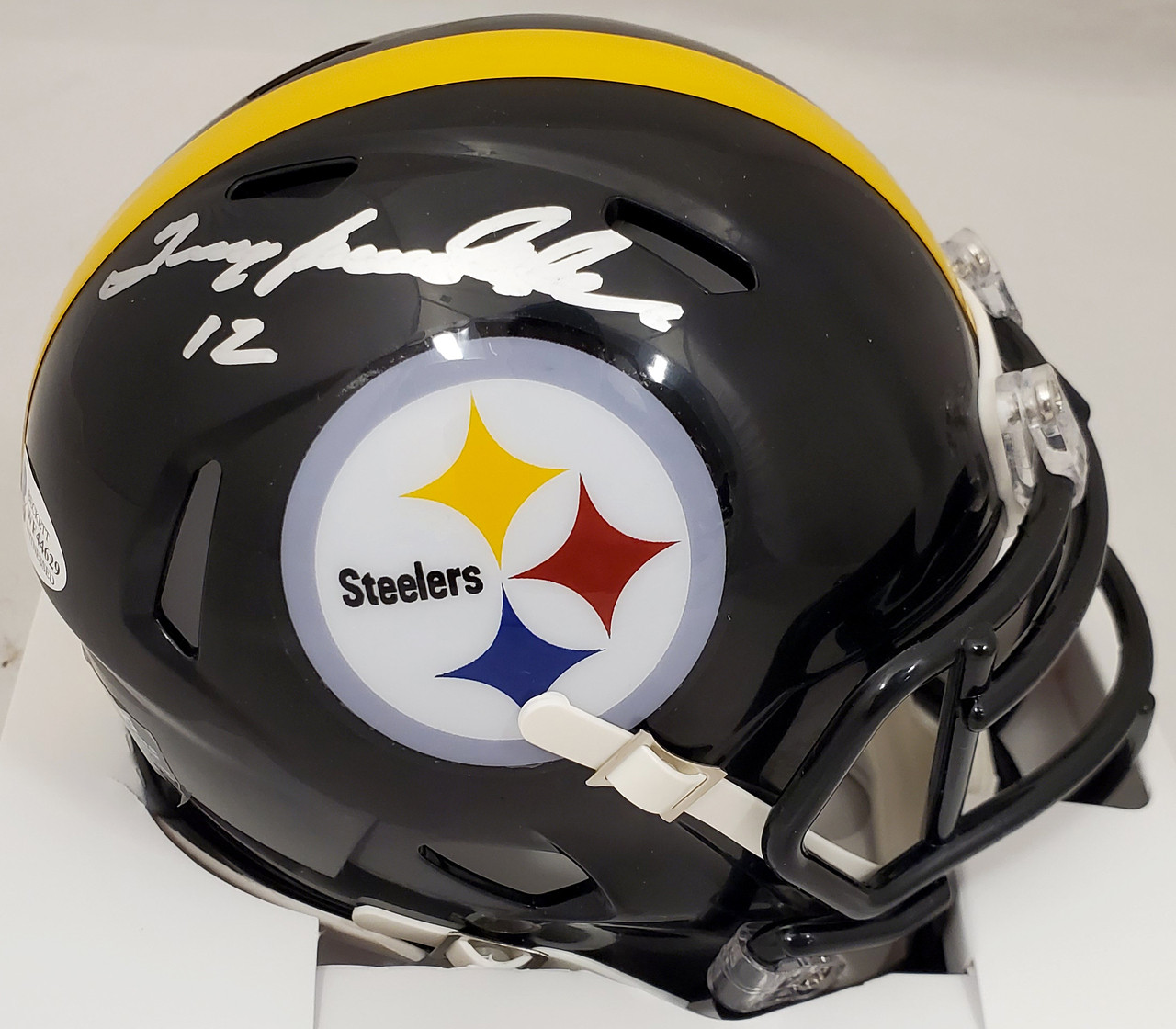 Terry Bradshaw Autographed Pittsburgh Steelers Black Speed Mini Helmet  Beckett BAS