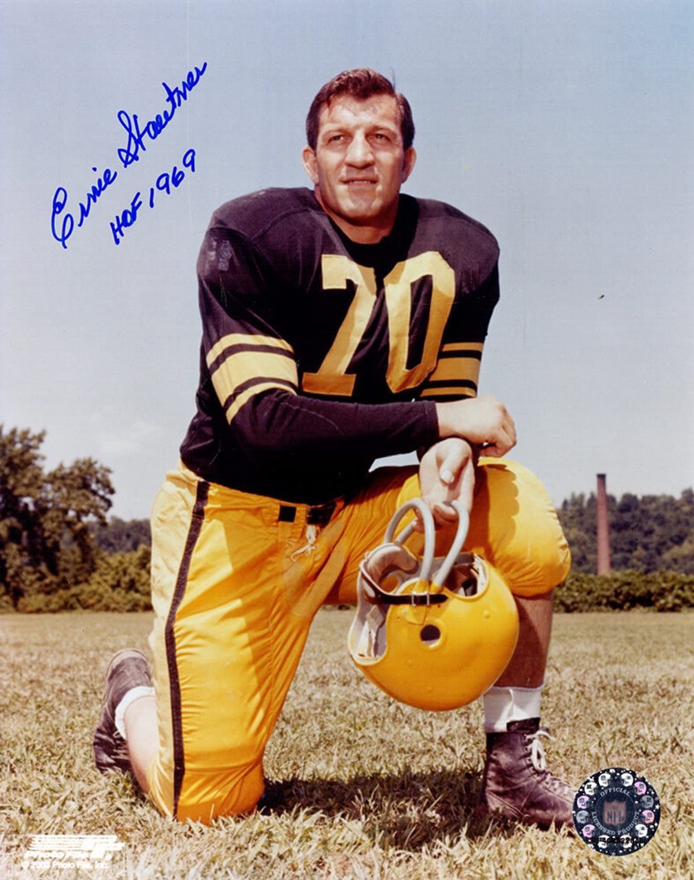Ernie Stautner Signed Pittsburgh Steelers Kneel Pose 8x10 Photo w/HOF 1969