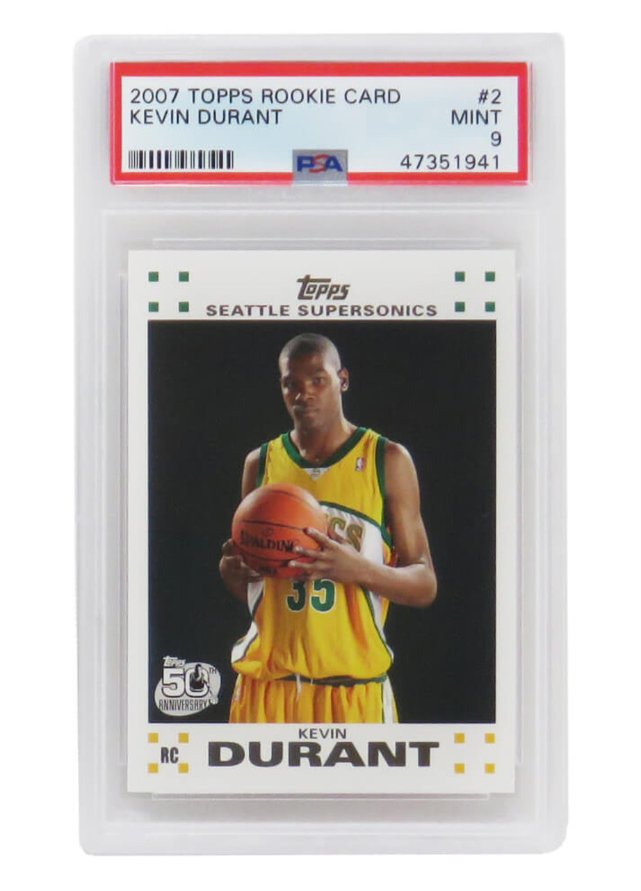 Kevin Durant (Seattle Supersonics) 2007 Topps Basketball #2 RC Rookie Card  - PSA 9 MINT