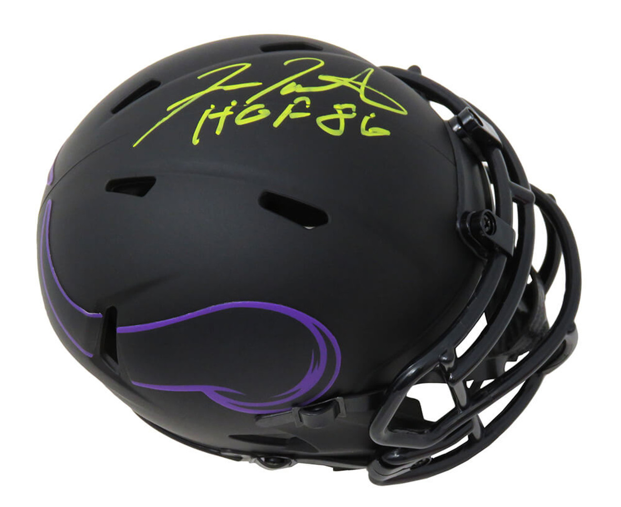 Fran Tarkenton Signed Minnesota Vikings Eclipse Black Matte Riddell Speed  Mini Helmet w/HOF'86