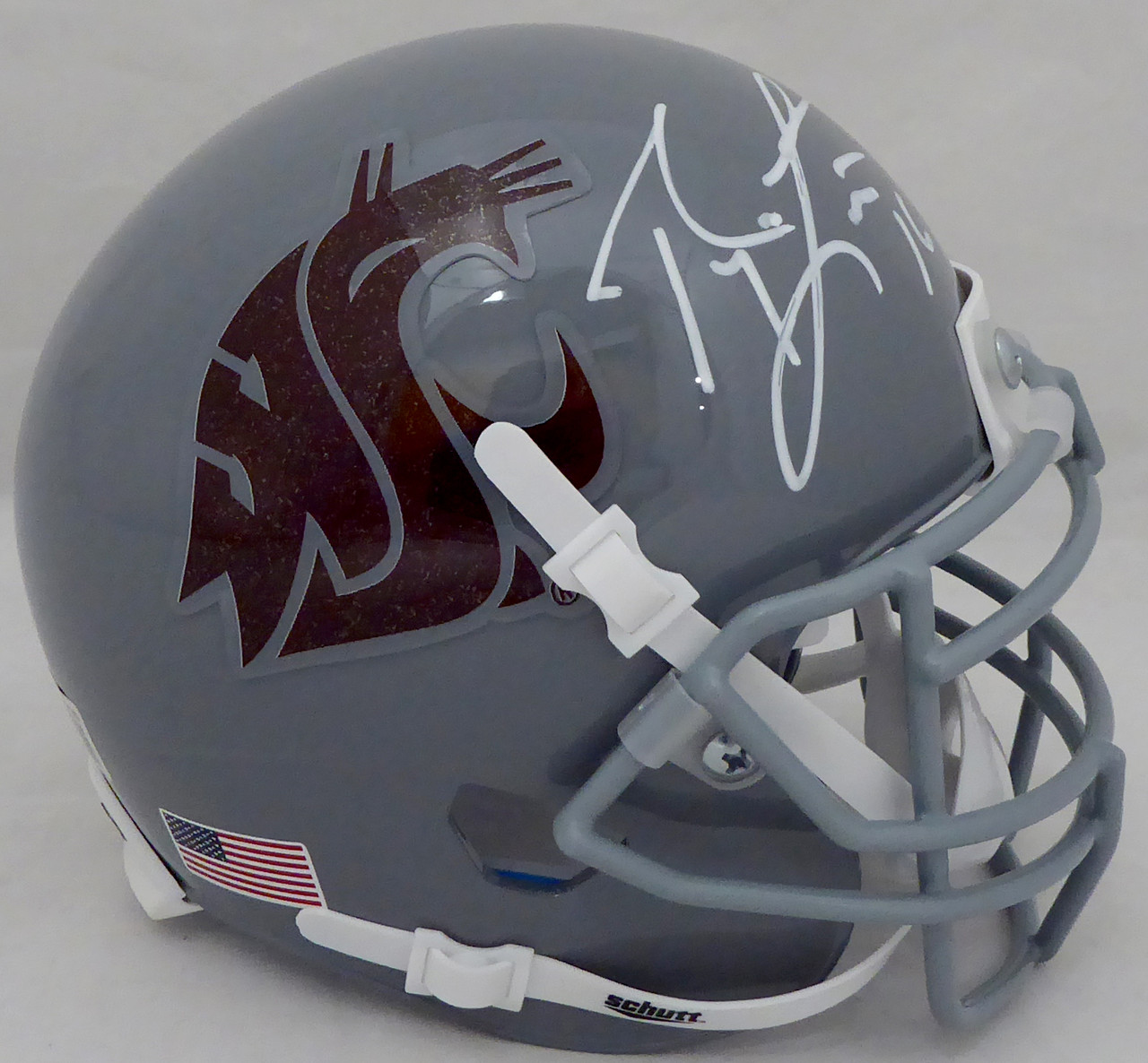 Ryan Leaf Autographed Washington State Cougars Gray Schutt Mini Helmet  Beckett BAS QR Stock #193978