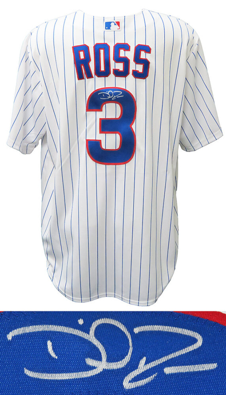 David Ross Signed Chicago Cubs White Pinstripe Majestic Replica Baseball  Jersey - Schwartz Authentic